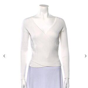 Jonathan Simkhai V-Neck Long Sleeve Top (White)